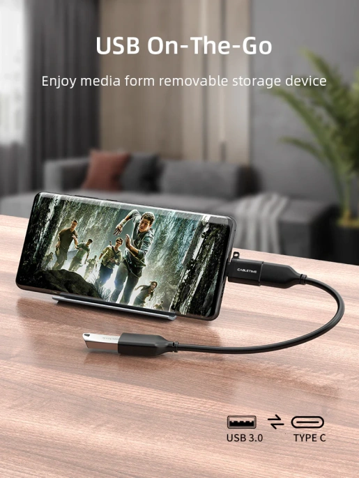Адаптер CABLETIME CP71B (CT-OTG-CMAF-ABL) USB-C Male to USB3.0 A Female OTG С петлей для шнурка. Алюминий