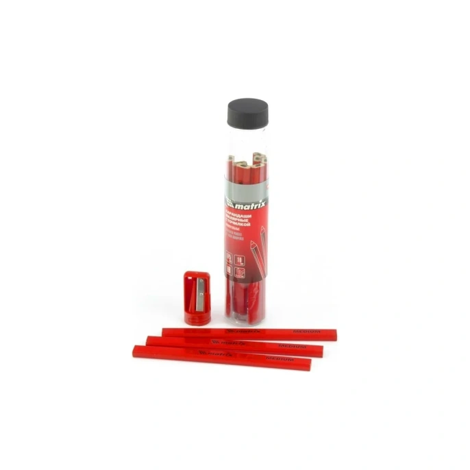 Набор малярных прямоугольных карандашей с точилкой в тубе MATRIX 175мм 10шт 84814