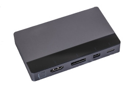 Переключатель CABLETIME CB00G (CT-PS41-GB1) 4-в-1, Mini DP / DP / HDMI / Type-C, 4K@60 Гц, 15 м, подсветка, космический серый