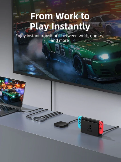 Переключатель CABLETIME CP35G (CT-HS4K3-AG) 3-в-1, HDMI 2.1, 4K@60 Гц, космический серый