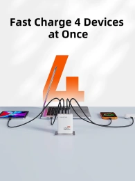 Сетевое зарядное устройство CABLETIME G120W CT-GAN120-PW GaN PD3.1 3C1A 120 Вт, белый