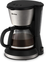 Кофеварка Vitek VT-1506 BK,  капельная,  черный  / серебристый