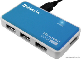 Универсальный USB разветвитель Defender Quadro Power USB2.0, 4 порта, блок питания 2A 83503