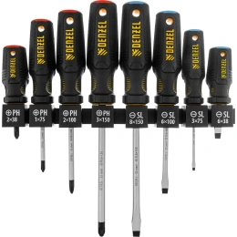 Набор отверток на полке Denzel 8 шт., PH+SL, S2, 3к рукоятка 122137