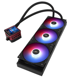 Водяное охлаждение для процессора/ Water Cooling System Thermalright Frozen Warframe 360 Ultra Black Argb 360mm, Black, ARGB/ Fans: 3x120mm, 70.84CFM, 22.1dBA, 2000RPM/ Pump height 60mm, 23dBA, 3000RPM, Rad thickness 27mm/ S: 1200, 1700, 1851, 2011, 2066