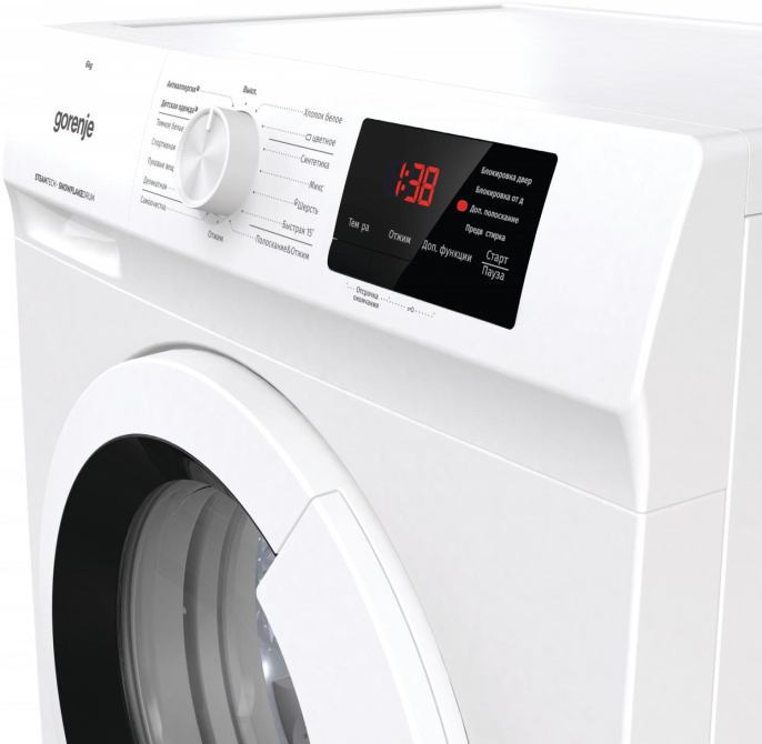 Стиральная машина Gorenje WHE60SFS с паром, с фронтальной загрузкой, с паром, 6кг, 1000об/мин