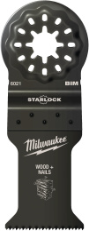 Полотно для мультитула Milwaukee 48906021 35x42мм биметаллическое, крепление Starlock, для древесины с гвоздями