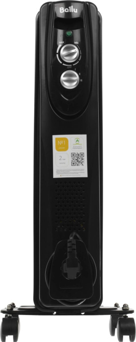 Масляный радиатор Ballu Classic Black BOH/CL-07BRN, с терморегулятором, 1500Вт, 7 секций, 3 режима, черный