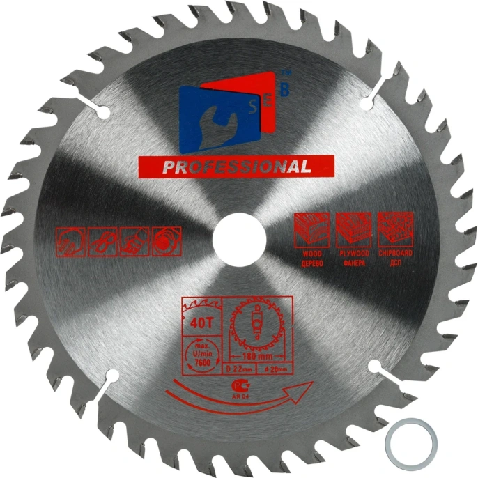 Диск пильный по дереву 180x22.23/20 мм, 40Z TGS TORGWIN S68357