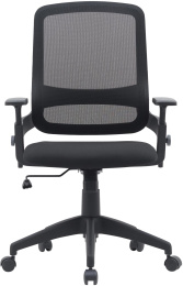 Кресло Cactus CS-MC313-BK, сетка/ткань, до 100кг, топ-ган, регулируемые 1D подлокотники,  черный