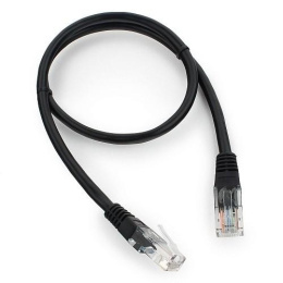 Патч-корд UTP Cablexpert PP12-0.5M/BK кат.5e, 0.5м, литой, многожильный черный {500}