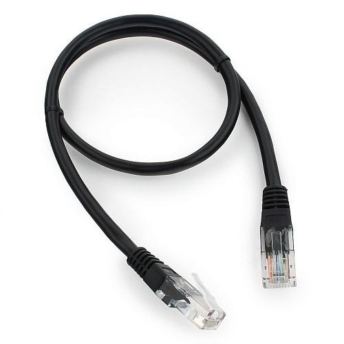 Патч-корд UTP Cablexpert PP12-0.5M/BK кат.5e, 0.5м, литой, многожильный черный {500}