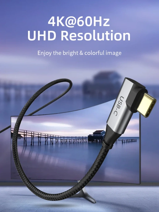 Кабель CABLETIME CC11K (CT-C160-PU31-CMRHD1-S1.8) 1.8 м, USB TYPE C - HDMI 90° 4K/60 Гц