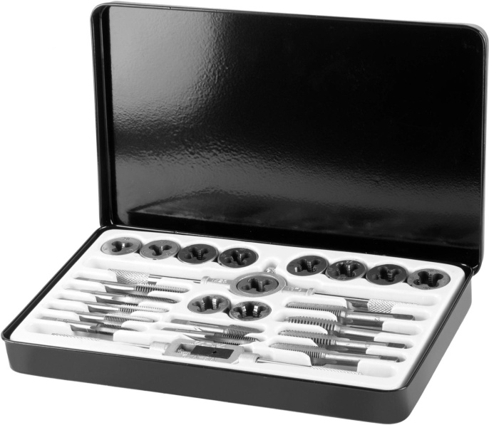 Набор метчиков/плашек Av Steel AV-921209 в комплекте 24 предмета жесткий кейс