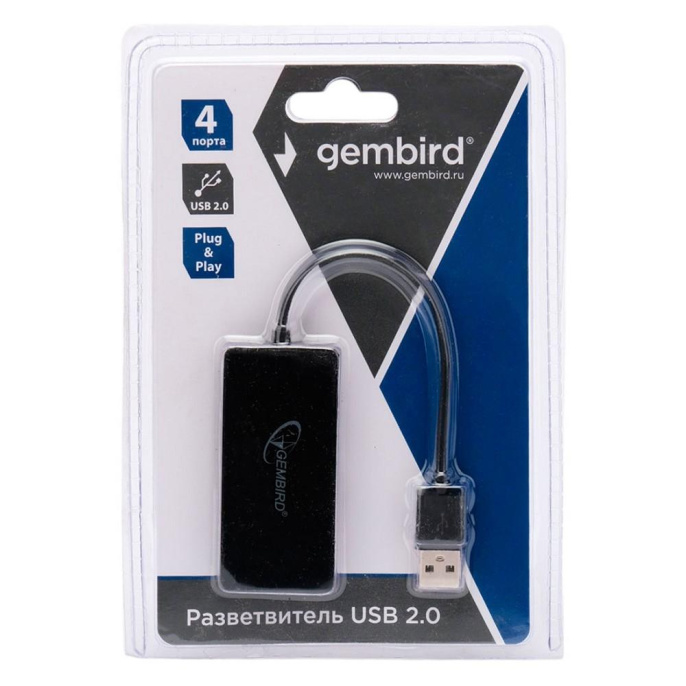 Gembird Концентратор USB 2.0 UHB-U2P4-03, 4 порта, блистер UHB-U2P4-03
