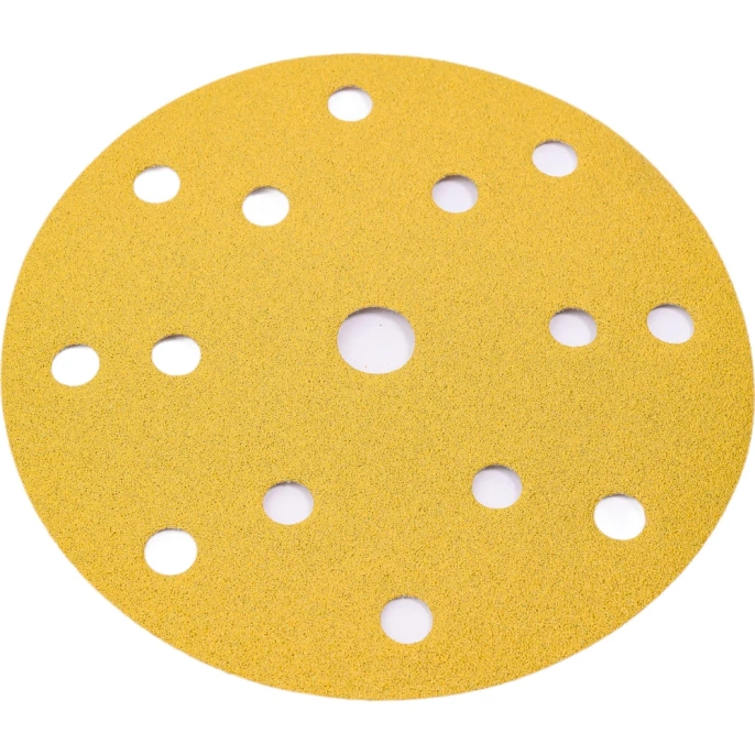 Диск абразивный с липучкой Sandpaper (yellow) 150 мм, 15 отверстий, P100, 5 шт BRUSHTEX 150Y15-100