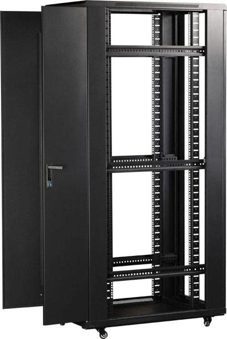 Шкаф коммутационный Lanmaster TWT-CBB-37U-6X10-P1 напольный 37U 600x1000мм пер.дв.перфор. задн.дв.перфор.2-хст. 800кг черный IP20 сталь