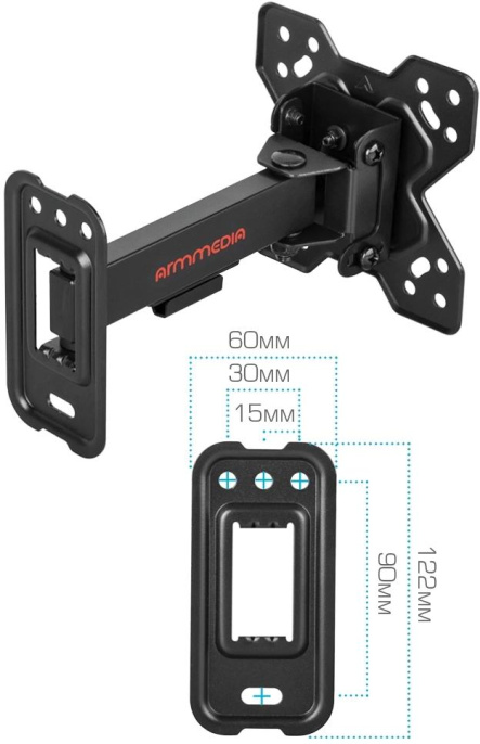 Кронштейн для телевизора Arm Media MARS-5, 10-32", настенный, поворот и наклон,  черный [90715]