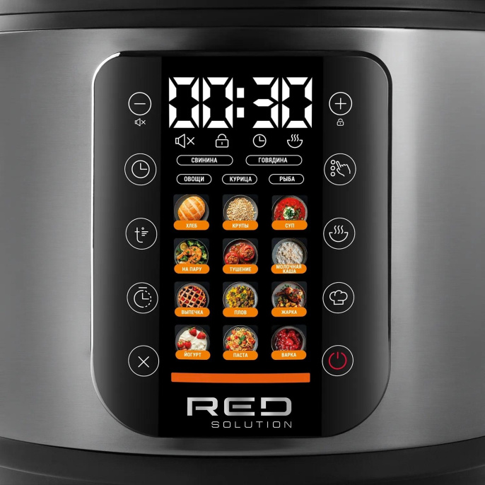 Мультиварка RED SOLUTION M4250, 860Вт, серебристый/черный