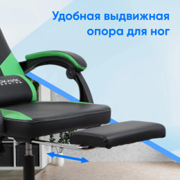 Кресло игровое Oklick Cooldown, на колесиках, искусственная кожа, черный/зеленый [2006751]