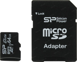 Карта памяти microSDXC UHS-I Silicon Power 64 ГБ, 85 МБ/с, Class 10, SP064GBSTXBU1V10, 1 шт., без адаптера