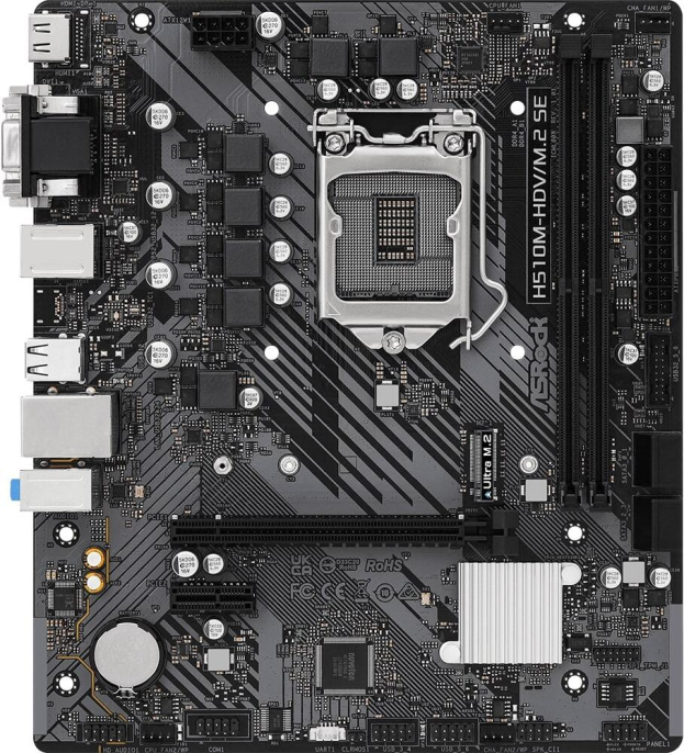Материнская плата ASRock H510M-HDV/M.2 SE Soc-1200 H470 PCI-Ex16 PCI-Ex1 M.2 RAID 0/1/5/10 2xDDR4 3200MHz VGA+DVI+HDMI mATX RTL