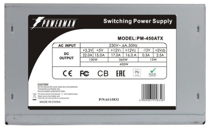 Блок питания Powerman PM-450ATX for P4 450W OEM ATX [6115832]