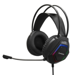 Полноразмерные игровые наушники с микрофоном (гарнитура) ExeGate Cosmos HS-704GL (регулировка оголовья, гибкий дежатель микрофона, объемный звук 7.1, длина кабеля 2.5м, динамик 50мм, 20-20000Гц, RGB подсветка, USB интерфейс, регулировка громкости, Color B