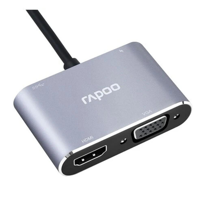 Мультифункциональный адаптер, Rapoo, XD30, 1xHDMI, 1xVGA, Grey 1 год