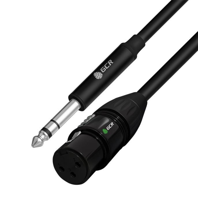 Кабель микрофонный jack 6,35mm / XLR GCR Кабель 1.5m микрофонный stereo jack 6,35mm / XLR, M/F, черный, AL case черный, GCR-53357