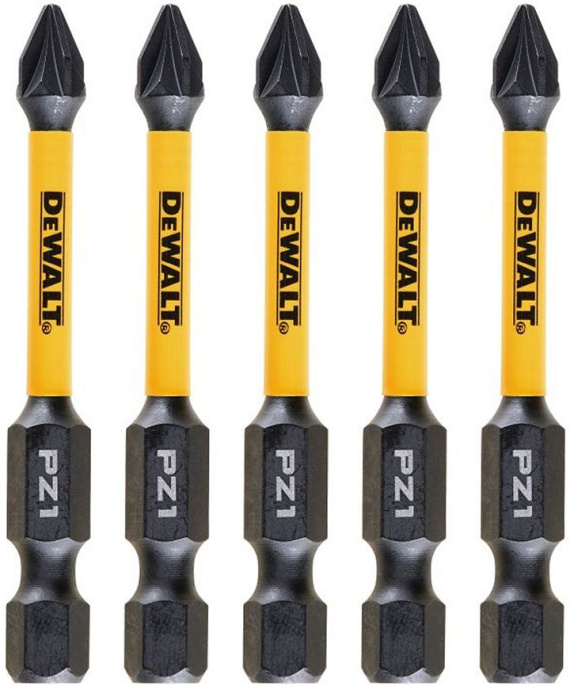 Бита DeWalt DT7390T-QZ (тип биты: односторонняя, тип шлица: крест PZ1, тип хвостовика: шестигранный (HEX), диаметр хвостовика: 6.35мм, материал изготовления: инструментальная сталь, 5шт в упаковке)