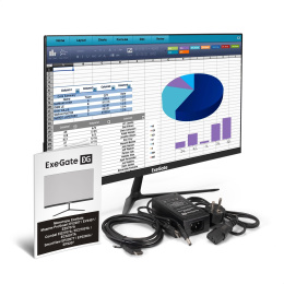 Монитор 21.5" 100 Гц ExeGate SmartView EP2200A IPS LED Grade A+, FHD, 1920x1080@100Гц, 16:9, 250cd/m2, 1000:1, 178°/178°, 5ms, D-Sub, HDMI, audio-out, Flicker-free, Low Blue Light, кабель HDMI 1.5м, VESA, регулировка наклона tilt , EX300460RUS