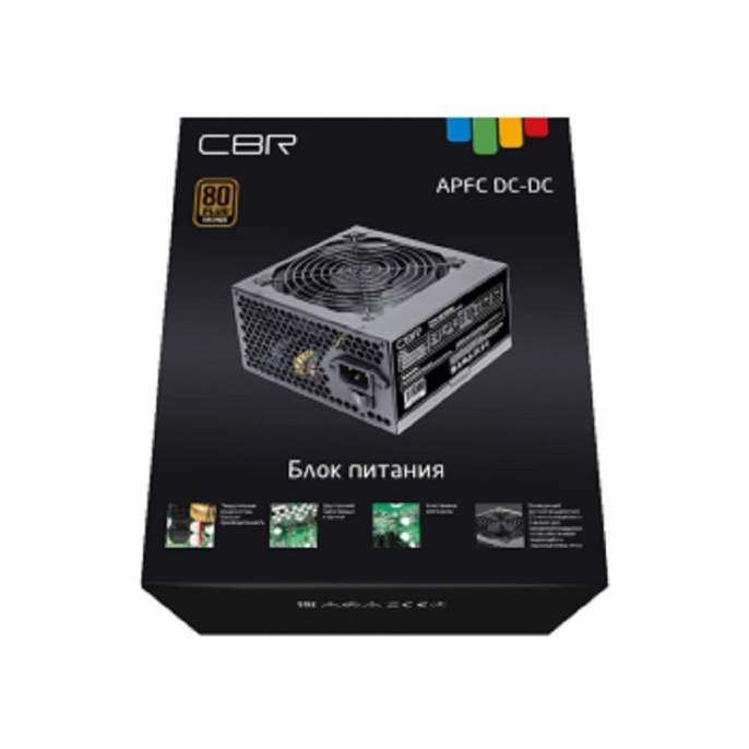 Блок питания CBR ATX 400W 80+ Bronze, DC-DC, APFC, 0.6mm, 20+4pin, 1*8-pin 4+4P , 1*6+2pin, 4*SATA, 2*IDE, 12cm fan, 1.5м кабель питания, черный [PSU-ATX400-12GM] BOX