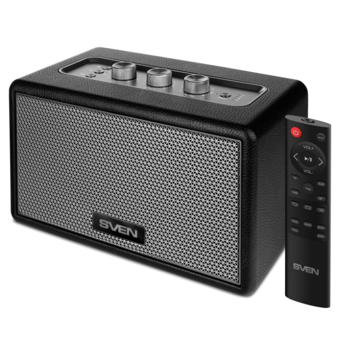 Портативная акустика SVEN HA-950 черный SV-022457 , черный, МДФ, эко-кожа 60 Вт, Bluetooth, USB, Micro SD, пульт