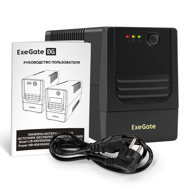 ИБП ExeGate Power NB-400.LED.AVR.4C13 (400VA/240W, LED, AVR, 4*C13, батарея 12V 4.5Ah, Black) EX299621RUS