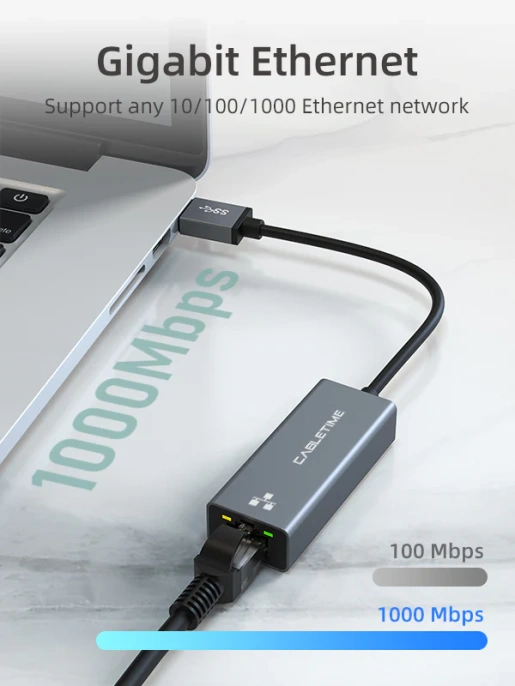 USB-Хаб CABLETIME CB50G (CT-AML1000-AG) USB 3,0 до гигабитного адаптера Ethernet 1000 Мбит /с