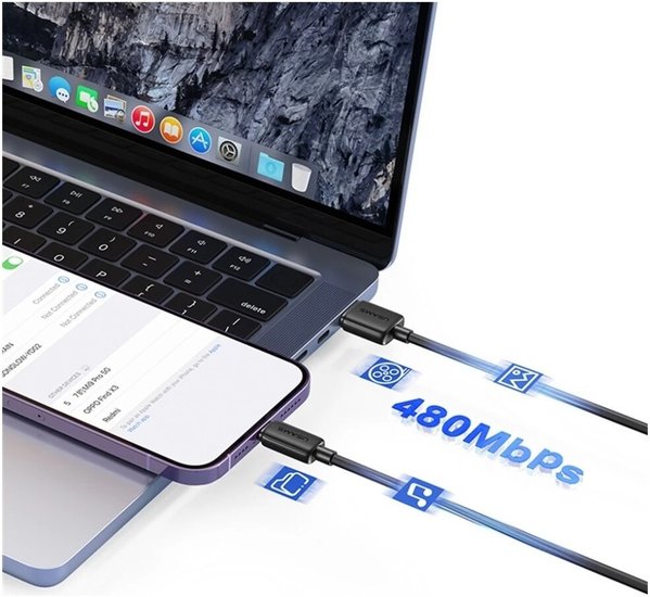 Кабель Usams US-SJ689 Lightning 2.4A Striped Data Cable-KY Series 1m Черный (SJ689USB01)
