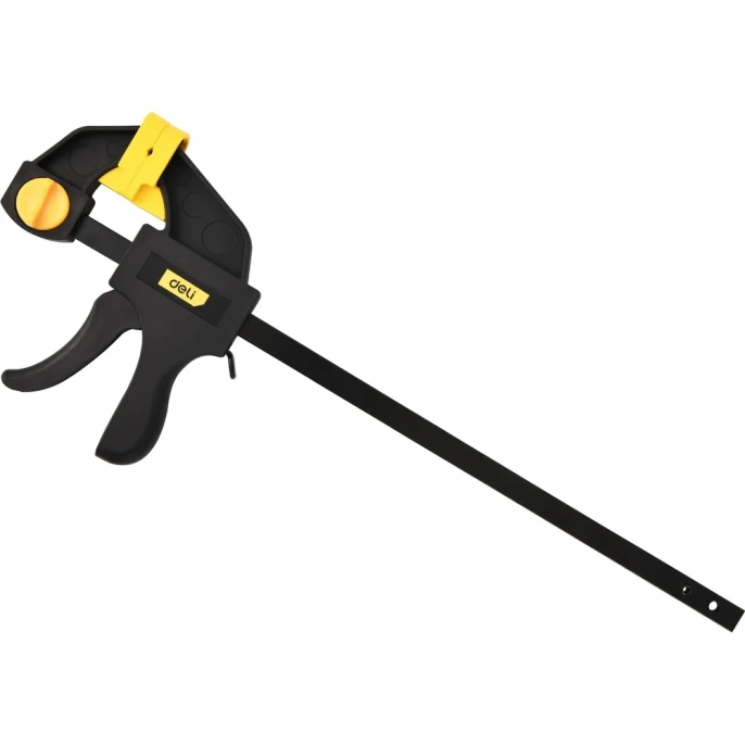 Быстрозажимная пистолетная струбцина DELI dl110112 300x70мм, стальная рама, пластиковые губки, макс.усилие до 750Н 112014