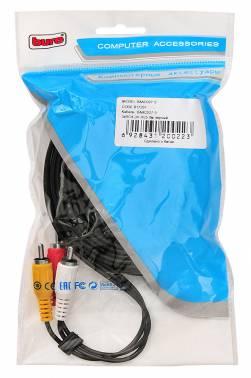 Кабель соединительный аудио-видео Buro 3хRCA m - 3хRCA m , 5м, черный [baac027-5]