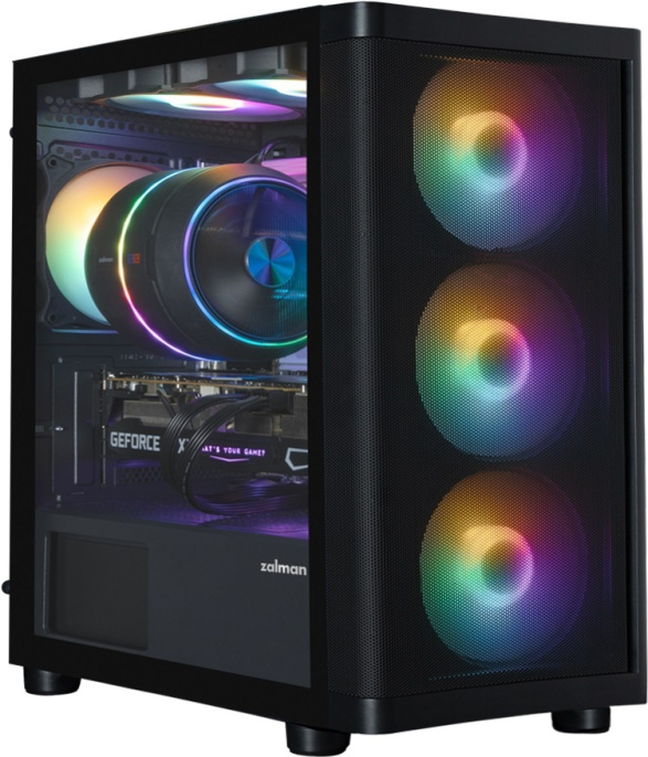 Корпус Zalman M4 SE Black материал: сталь, пластик, окно: закаленное стекло, 2хUSB2.0, 1хUSB3.0, Audio, без БП, 1x3.5” и 2x2.5″ и 1x3.5”/2.5″, 4 слота расширения, mATX, длина видеокарты: 320 мм, высота кулера: 157 мм, воздушное охлаждение: спереди 3х120м
