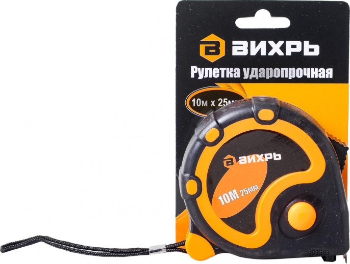 Рулетка строительная Вихрь 73/11/1/3 дл.полотна 10м изм.шкала в см зацеп простой
