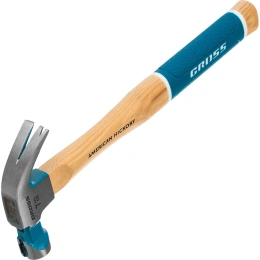 Молоток-гвоздодер GROSS American hickory 200г, угол 45, магнит, обрезиненная рукоятка 10414