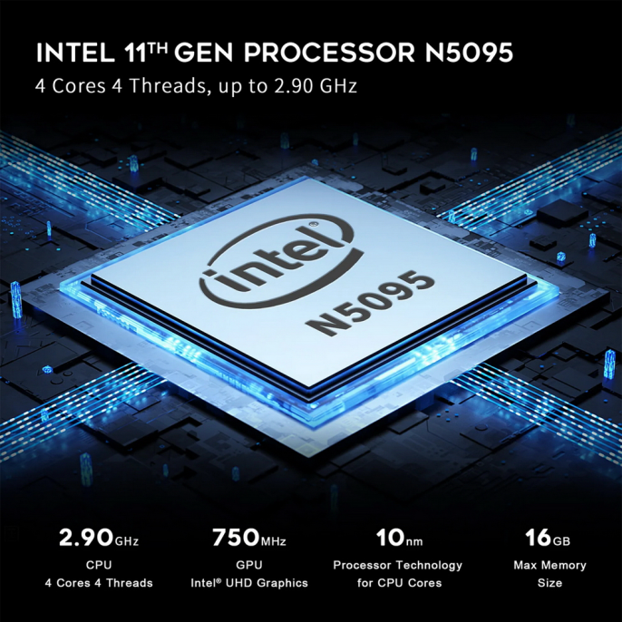 Мини-компьютер Beelink MINI S, CPU: Intel® Celeron® N5095 Processor , 4C/4T , GPU : Intel® UHD Graphics , 8GB DDR4 RAM  128GB SSD , Wi-Fi 5 ; Bluetooth 5.0; LAN 1000M BL/MINI S/N5095/8G/128G/Navy Blue