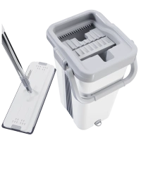 Набор для уборки со шваброй DEFENDER CM-401 серый,ведро 5л, 2 насадки,28401