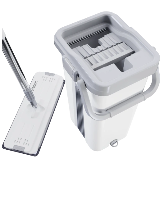 Набор для уборки со шваброй DEFENDER CM-401 серый,ведро 5л, 2 насадки,28401