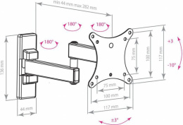 Кронштейн для телевизора Arm Media MARS-2, 10-32", настенный, поворот и наклон,  черный [10181]