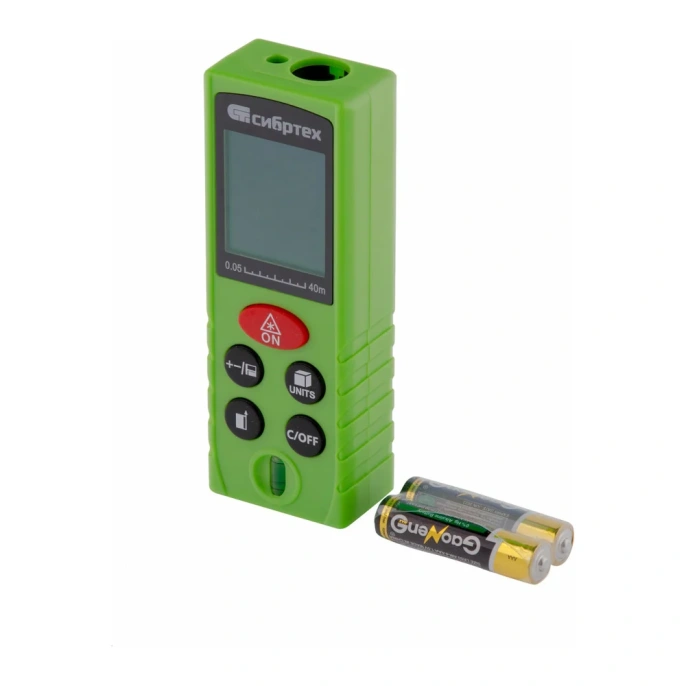Лазерный дальномер с пузырьковым уровнем Сибртех PM-40 38010
