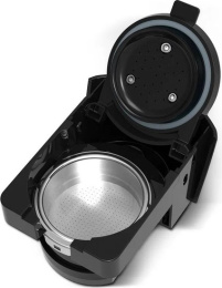 Кофеварка BQ CM3000 Черный/Красный 3в1, мощность: 1450 Вт, объем резервуара для воды: 0.6 л, тип кофе: молотый, капсулы Nespresso и Dolce Gusto, максимальная высота чашки