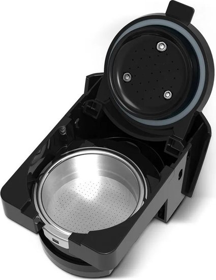 Кофеварка BQ CM3000 Черный/Красный 3в1, мощность: 1450 Вт, объем резервуара для воды: 0.6 л, тип кофе: молотый, капсулы Nespresso и Dolce Gusto, максимальная высота чашки