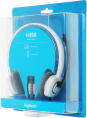 Гарнитура Logitech H150,  для контактных центров, накладные,  проводные, белый  / черный [981-000453]
